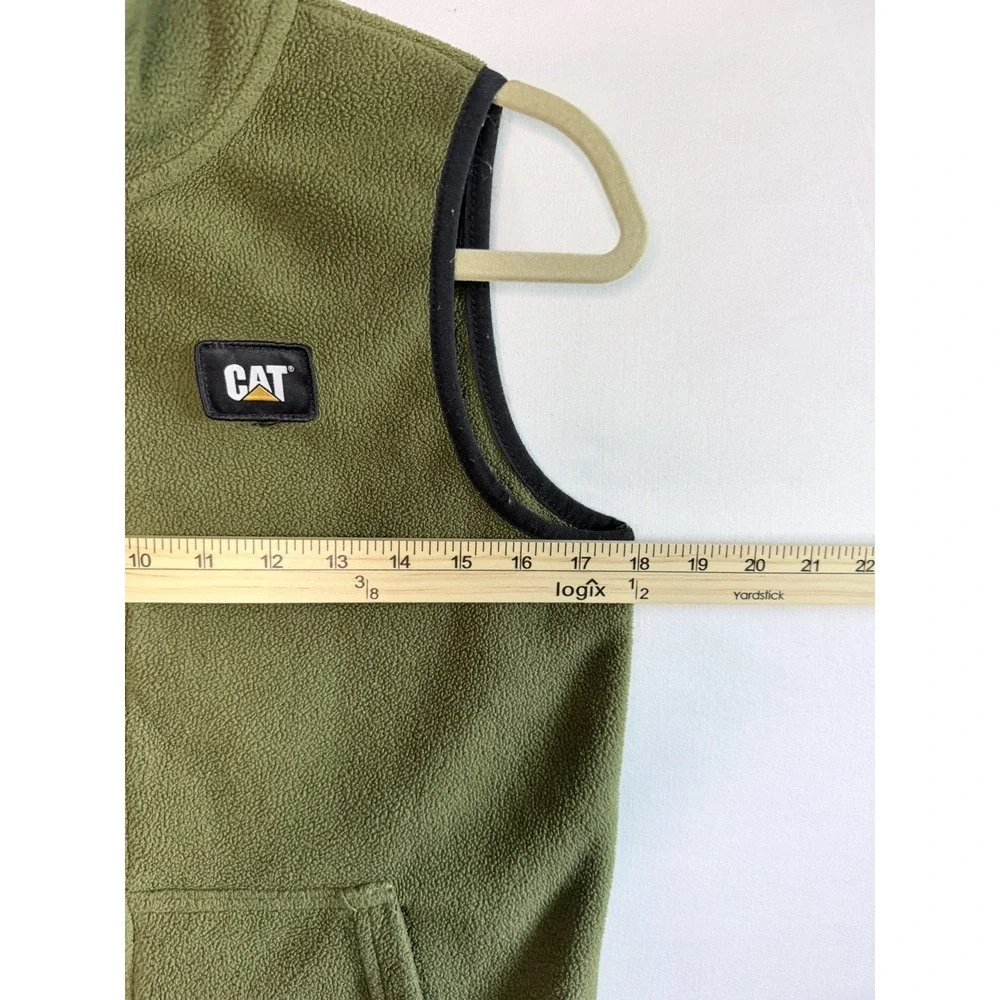 CAT Caterpillar Kids Fleece Vest Green Full Zip Size 10/12